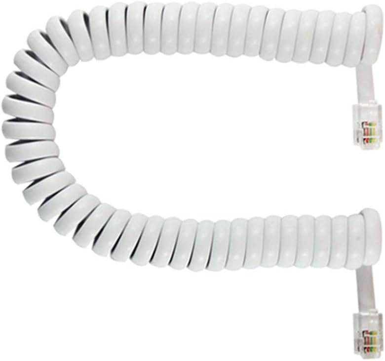 Saisn Telephone Handset Cord Modular Coiled Phone Curly Cable (15 Feet, White) - Image 4
